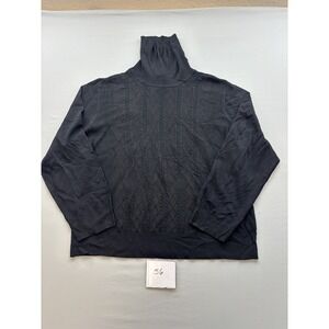 SELECT + TREND Womens Black Ribbed Turtleneck Cable Knit Sweater Plus Size 2X